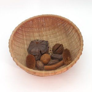 African Rattan Basket and Dried Display Objects